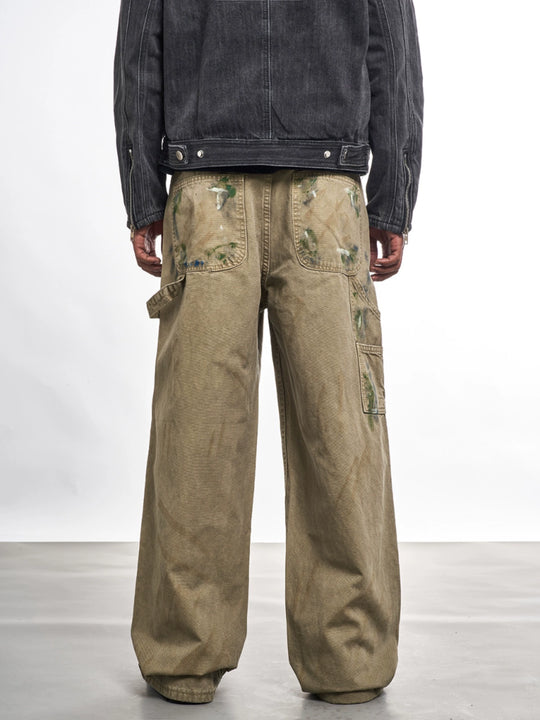 F3F Select Scratched Ink Distressed Double Knee Work Pants | Face 3 Face