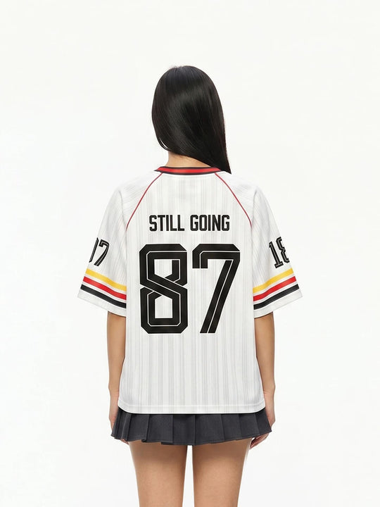 1807 Striped Fabric Color Block Short Sleeve Soccer Jersey