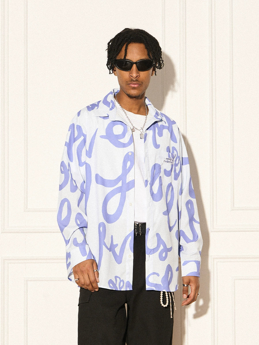 EMPTY REFERENCE Text Full Print Long Sleeve Shirt