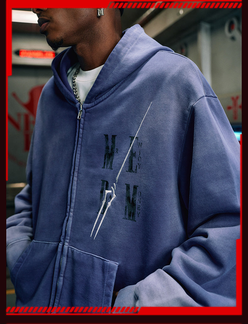 MEDM x EVA Evangelion Washed Zip-Up Hoodie | Face 3 Face