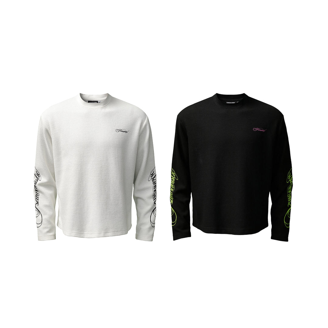 KARMANISTIC Printed Waffle Long Sleeve Tee | Face 3 Face
