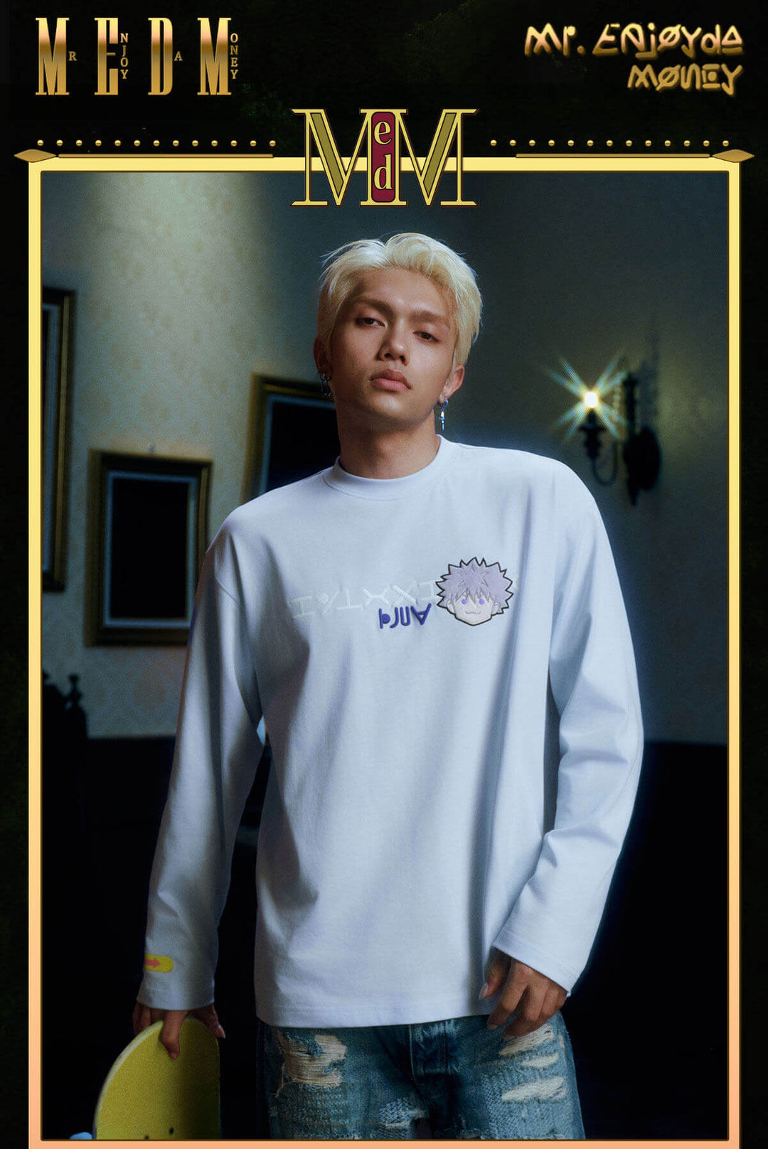 MEDM × HUNTER×HUNTER Character Embroidered Patch Long Sleeve Tee | Face 3 Face