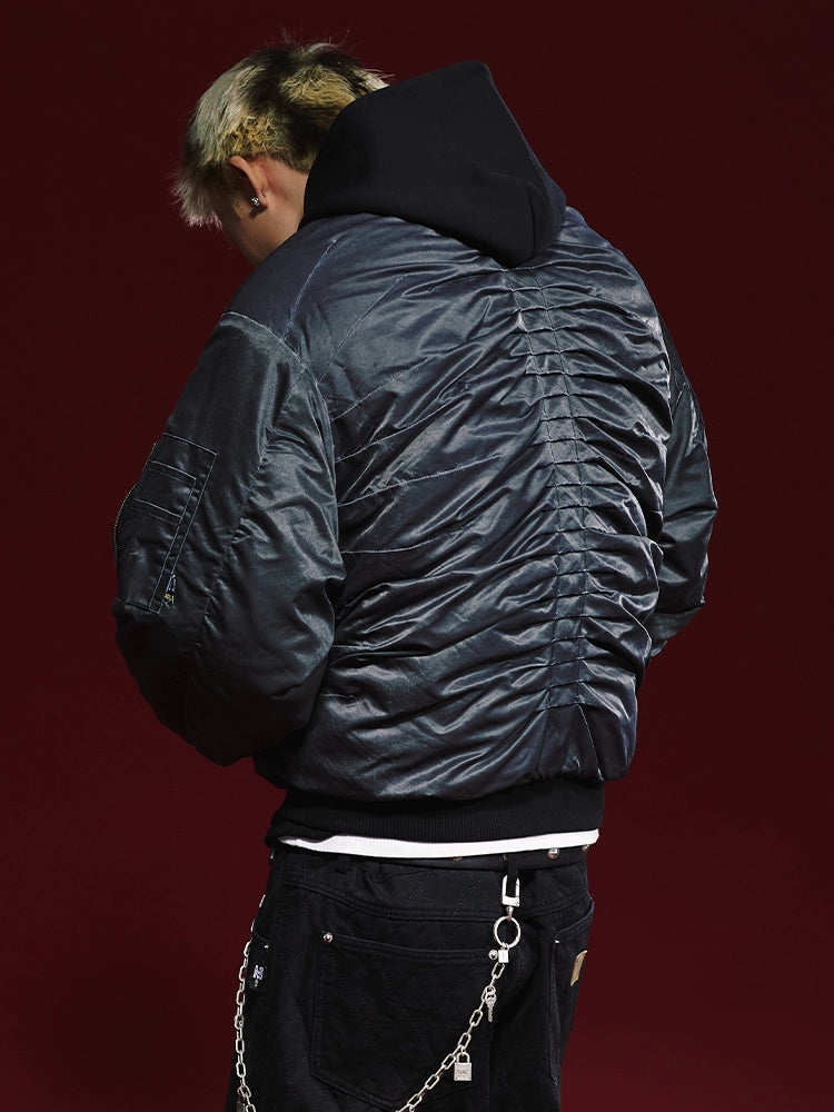 Remedy Pleated Back Design MA-1 Bomber Jacket | Face 3 Face