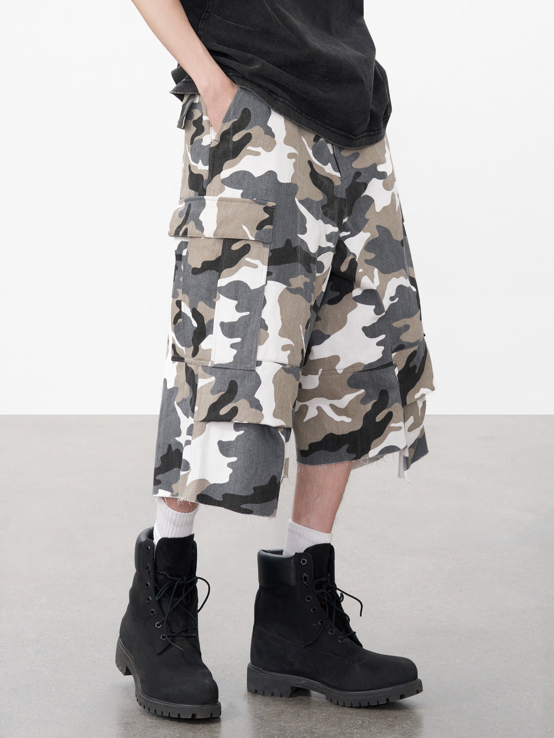 AFGK Camouflage Multi Pocket Destroyed Work Shorts | Face 3 Face