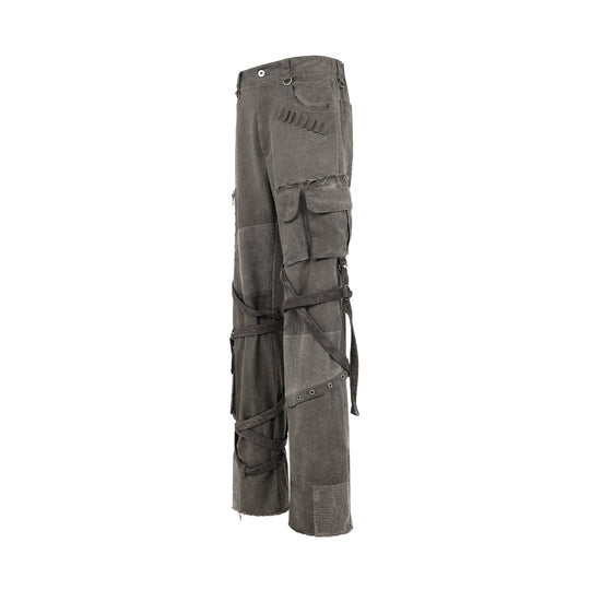 UNDERWATER Scavenger Bandage Mesh Patchwork Pocket Cargo Work Pants