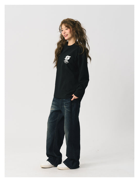 S45 S-Label Basic Logo Printed Long-Sleeve Tee | Face 3 Face