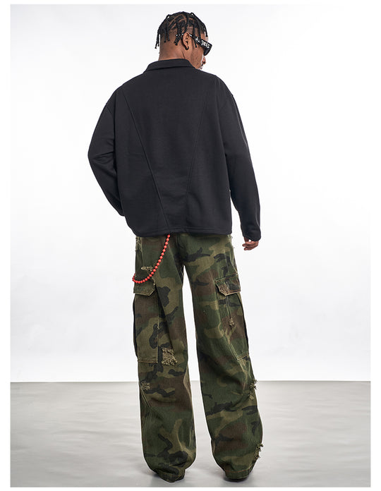 F3F Select Distressed Camouflage Cargo Jeans | Face 3 Face
