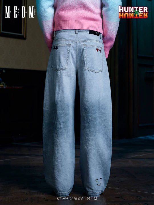 MEDM × HUNTER×HUNTER Hisoka Star and Teardrop Patch Washed Jeans