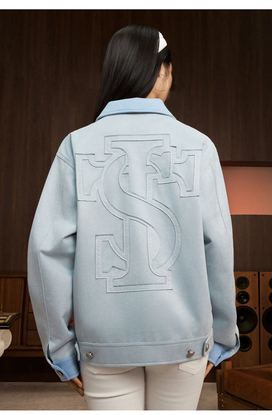 Small Town Kid Faux Suede Logo Patch Work Jacket | Face 3 Face