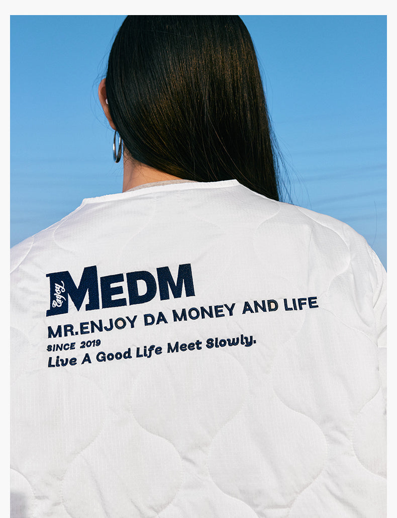 MEDM Embroidered Typography Quilting Jacket | Face 3 Face