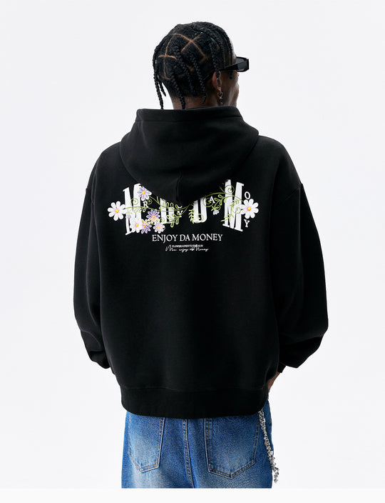 MEDM Floral Logo Embroidered Zip Up Hoodie | Face 3 Face