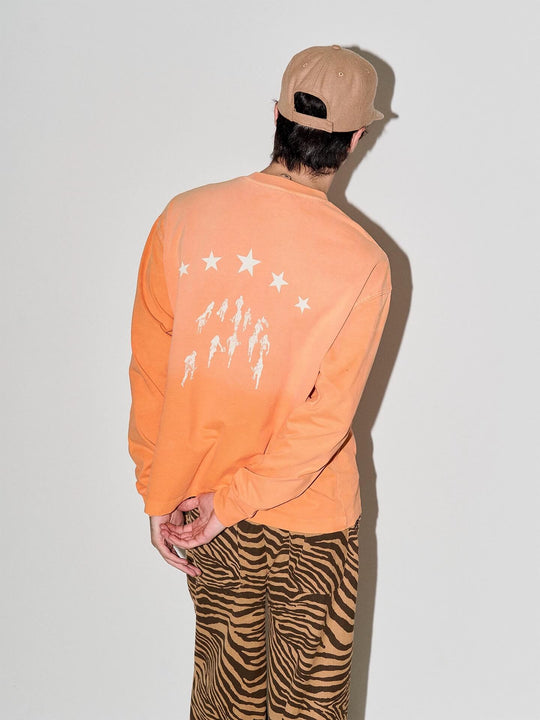 LIBERAFIT Star Graphic Vintage Dyed Distressed Long Sleeve Tee | Face 3 Face