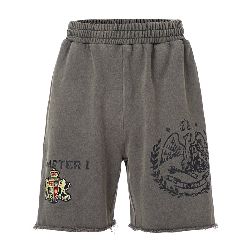 F2CE Old Washed Print Sweat Shorts | Face 3 Face
