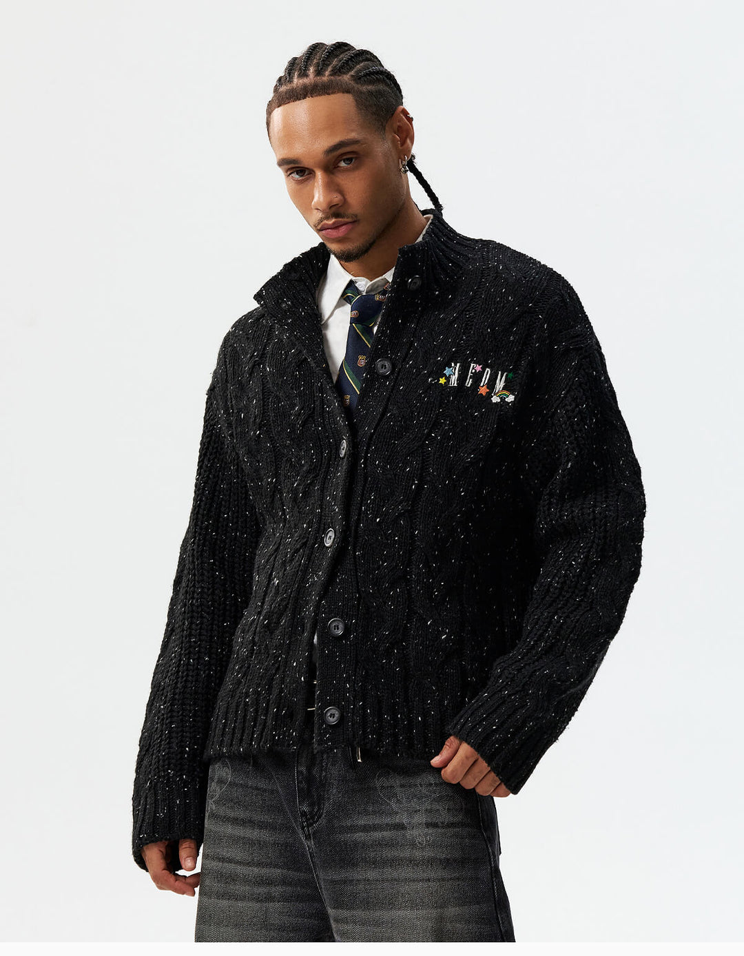 MEDM Speckled Cable Knit Cardigan | Face 3 Face