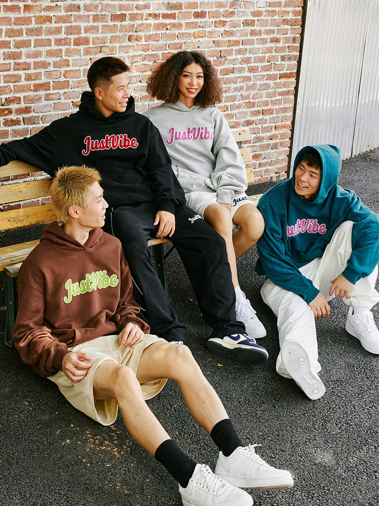 JUST VIBE Terry Embroidered Logo Hoodie | Face 3 Face