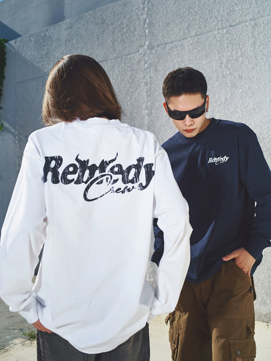 Remedy Cracked Logo Print Long Sleeve Tee | Face 3 Face