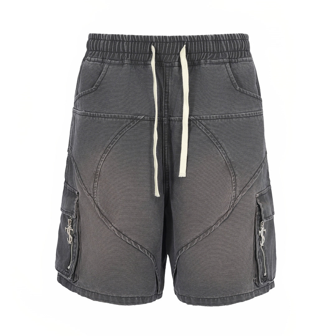 Small Town Kid Washed Denim Utility Cargo Shorts | Face 3 Face