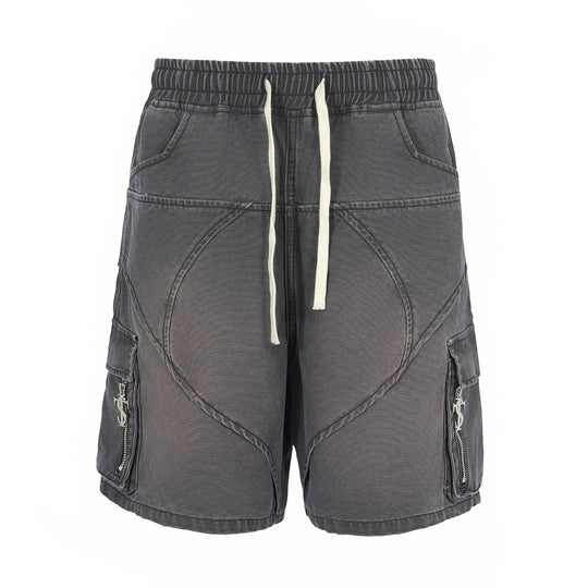 Small Town Kid Washed Denim Utility Cargo Shorts | Face 3 Face