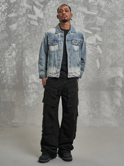 F3F Select Vintage Washed Gradient Denim Jacket | Face 3 Face