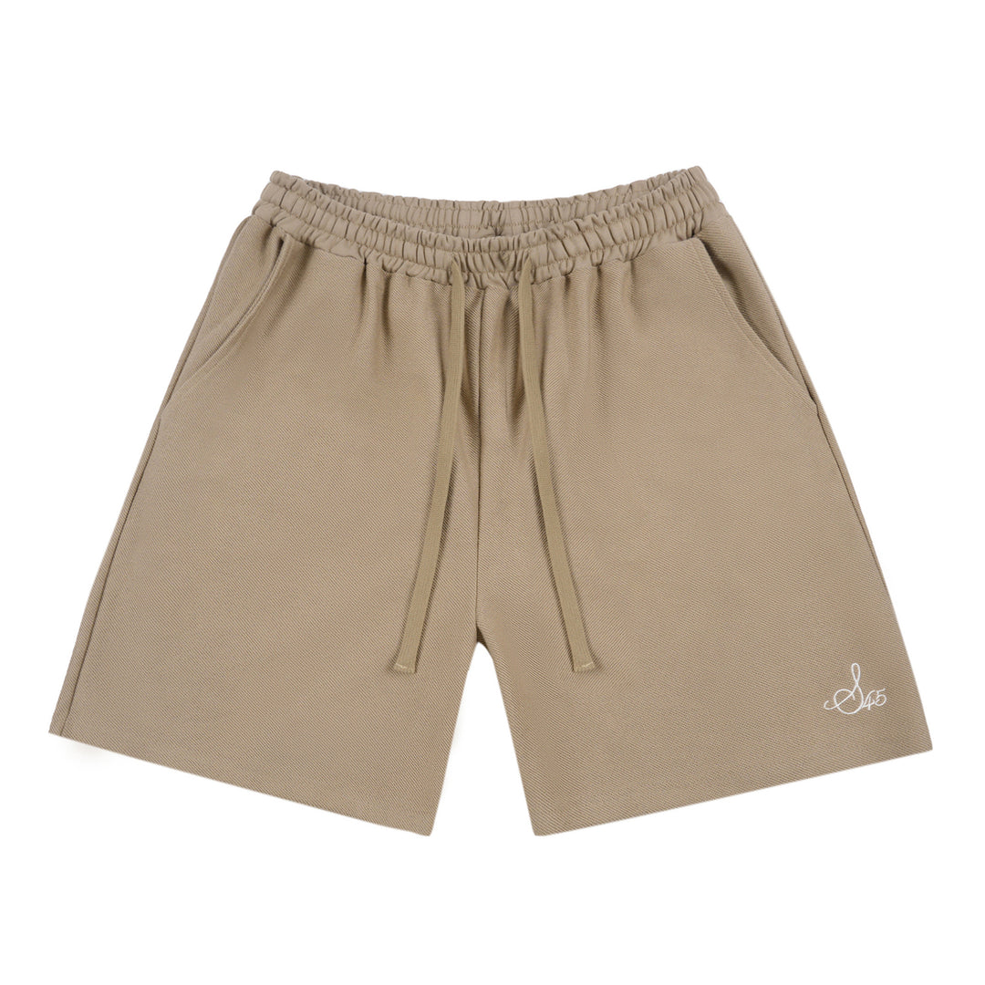 S45 Terry Drawstring Embroidered Logo Solid Color Sports Shorts | Face 3 Face