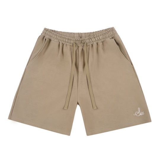 S45 Terry Drawstring Embroidered Logo Solid Color Sports Shorts | Face 3 Face