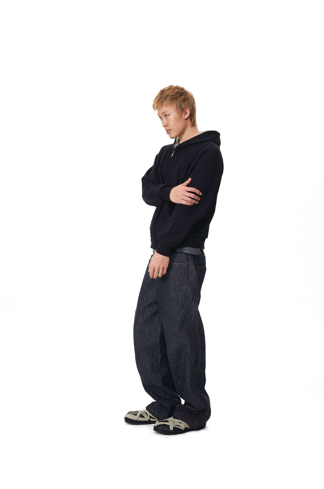 EVILKNIGHT(EK) Striped Hood Lining Zip Up Hoodie | Face 3 Face