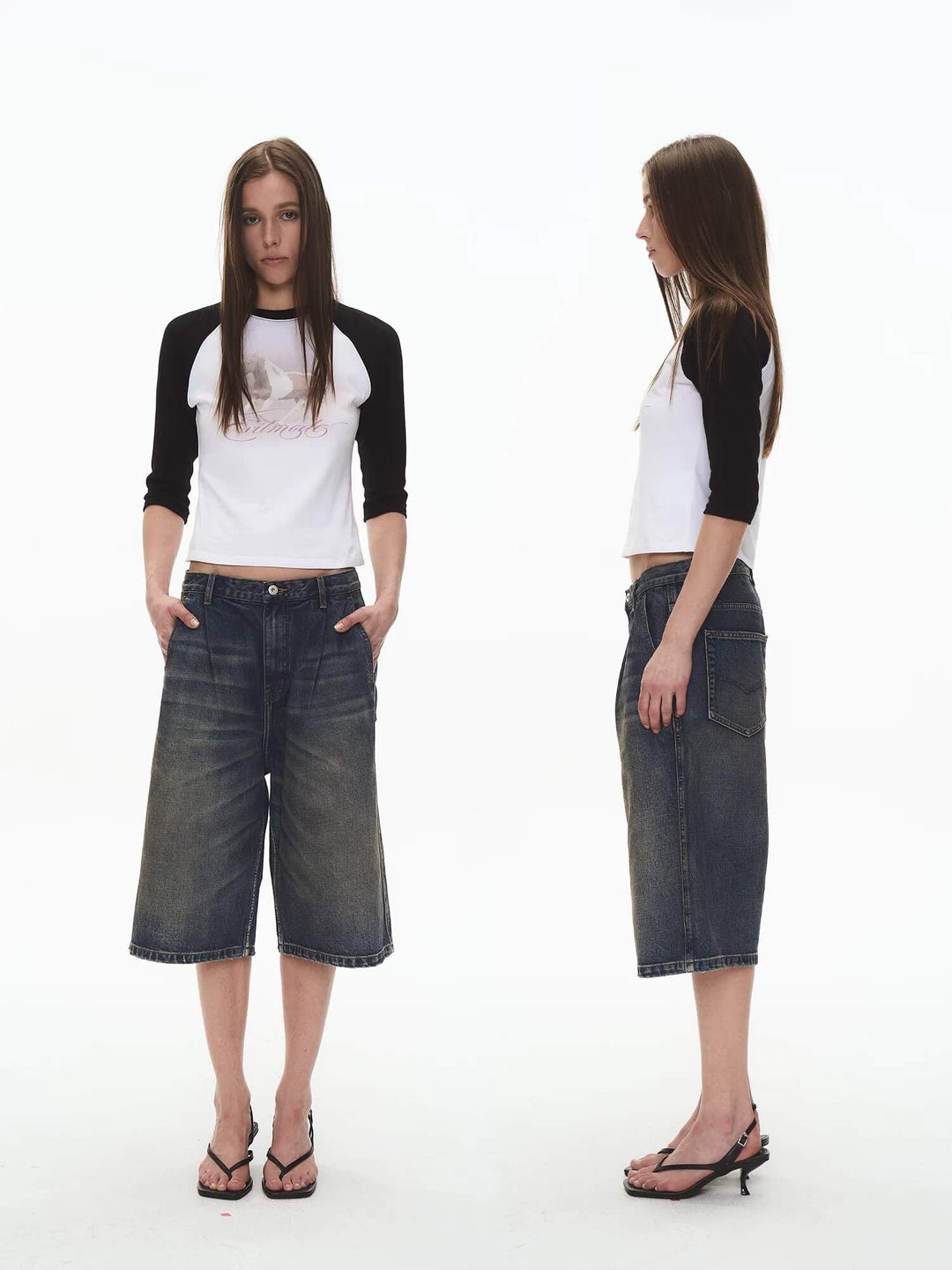 EXITMODE BY BLIND NO PLAN Pleated Washed Denim Shorts | Face 3 Face