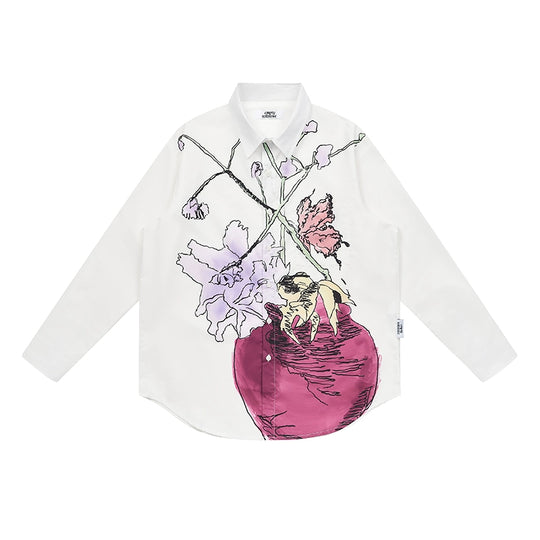 EMPTY REFERENCE Hand Painted Watercolor Vase Long Sleeve Shirt | Face 3 Face