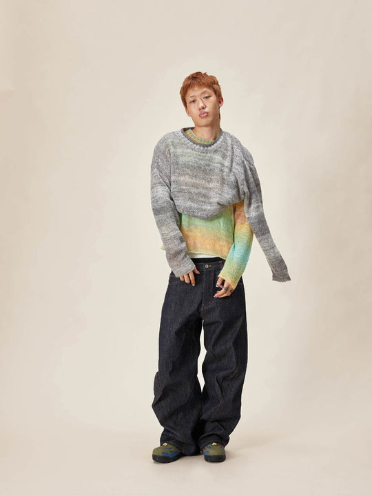 EVILKNIGHT(EK) Gradient Striped Knit Sweater | Face 3 Face