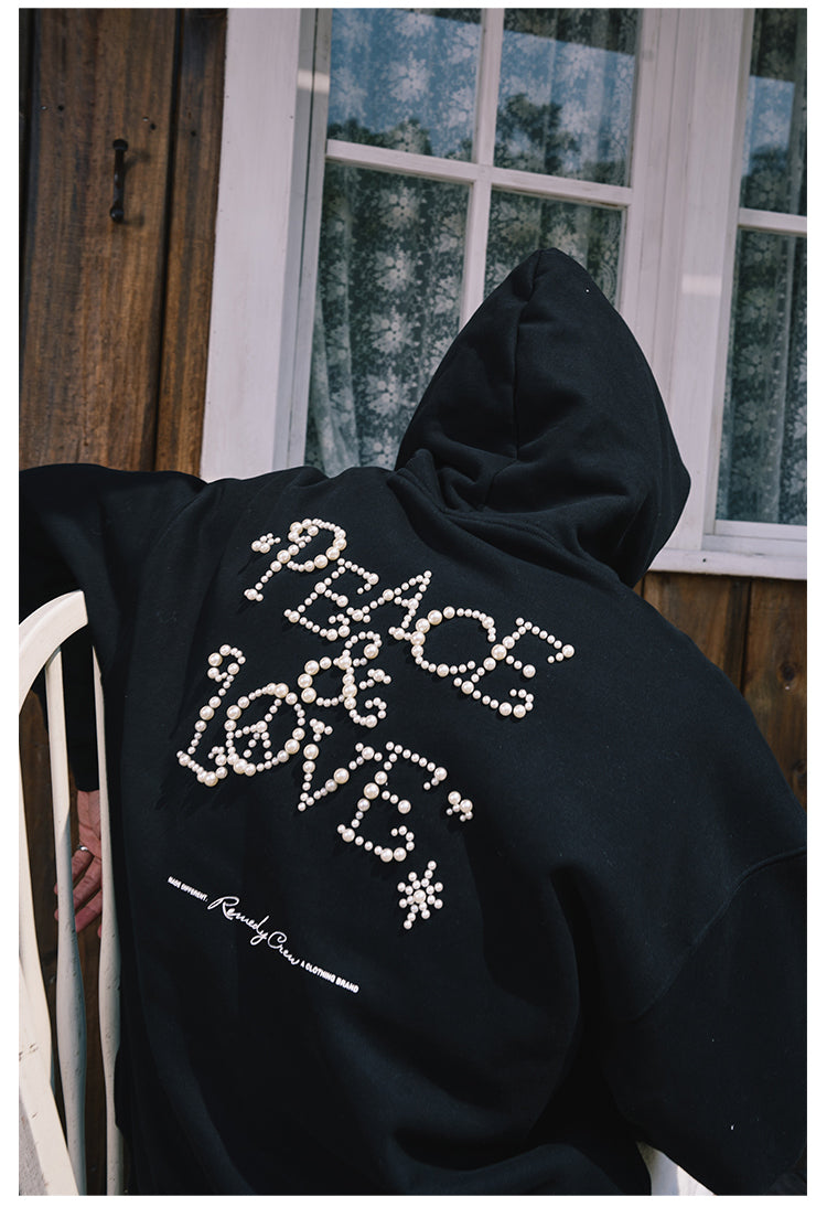 Remedy PEACE LOVE Pearl Embroidered Hoodie | Face 3 Face