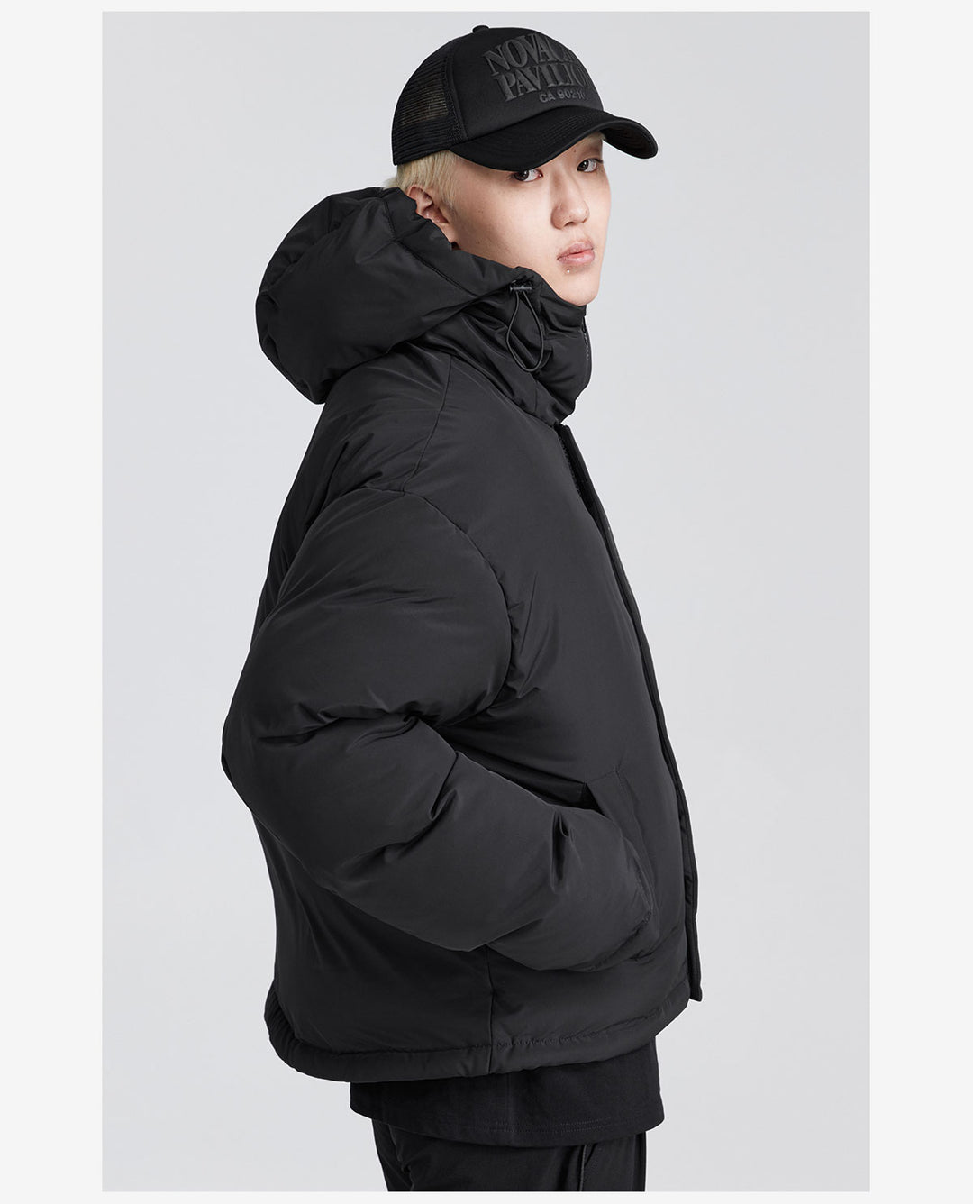NOVACAM Logo Print Hooded Puffer Jacket | Face 3 Face