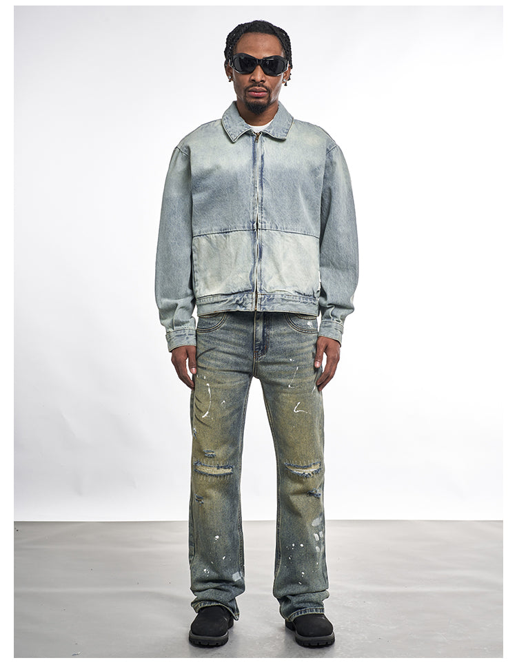 F3F Select Washed Denim Zip Up Work Jacket | Face 3 Face