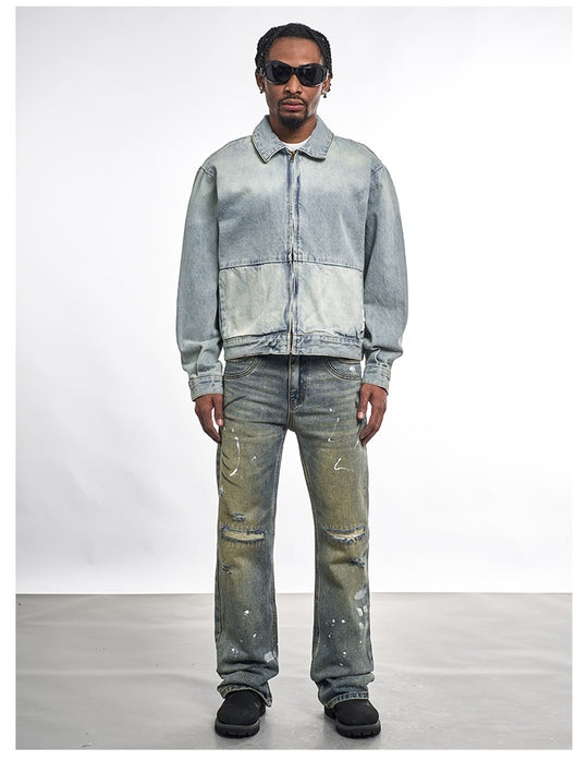 F3F Select Washed Denim Zip Up Work Jacket | Face 3 Face