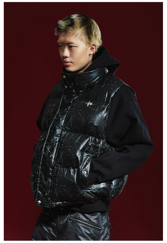 Remedy Cracked Design Puffer Vest | Face 3 Face