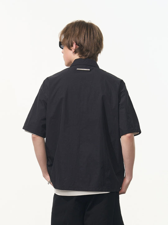 Harsh and Cruel Contrast Stitching Deconstructed Zipper Shirt