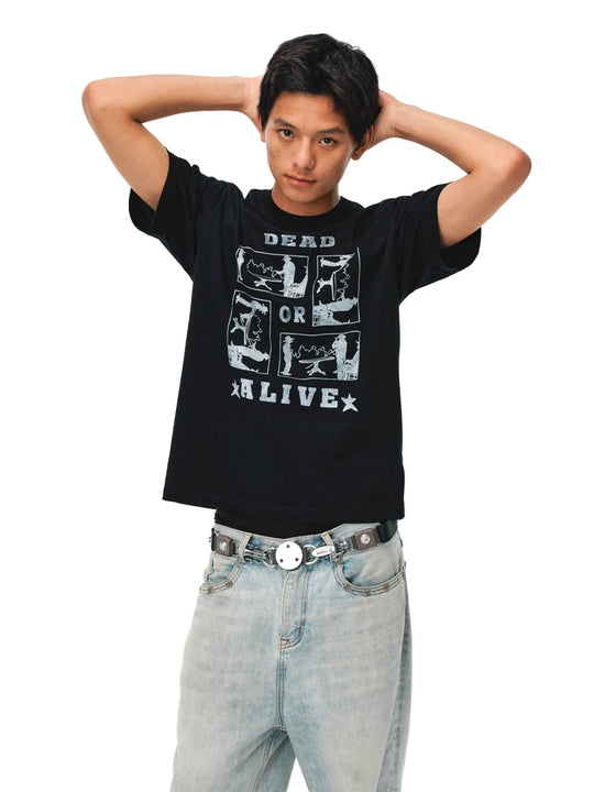 EVILKNIGHT(EK) Dead or Alive Illustration Print Tee | Face 3 Face