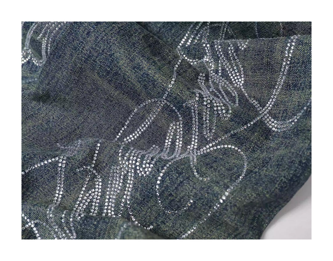 KARMANISTIC Washed Distressed Rhinestone Baggy Jeans | Face 3 Face