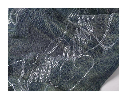 KARMANISTIC Washed Distressed Rhinestone Baggy Jeans | Face 3 Face