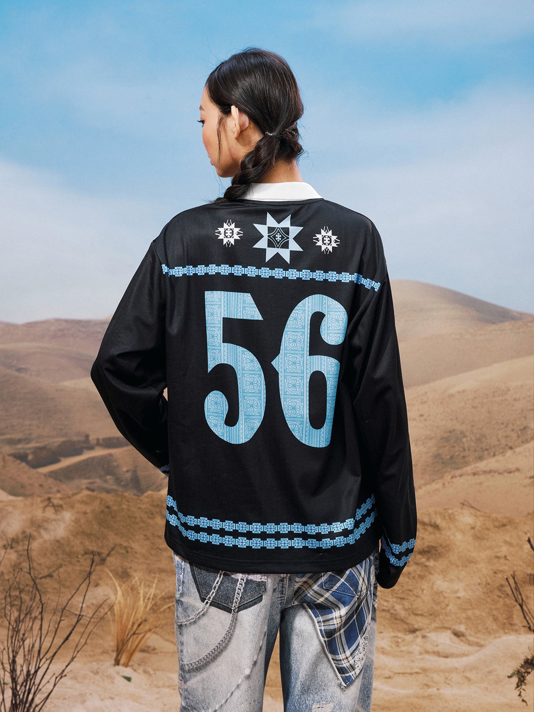 YADcrew Ethnic Pattern Long Sleeve Polo Jersey | Face 3 Face