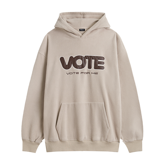 VOTE Fleece Logo Leather Splicing Hoodie
