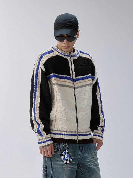 F2CE Color Block Zip Knit Cowichan Cardigan | Face 3 Face