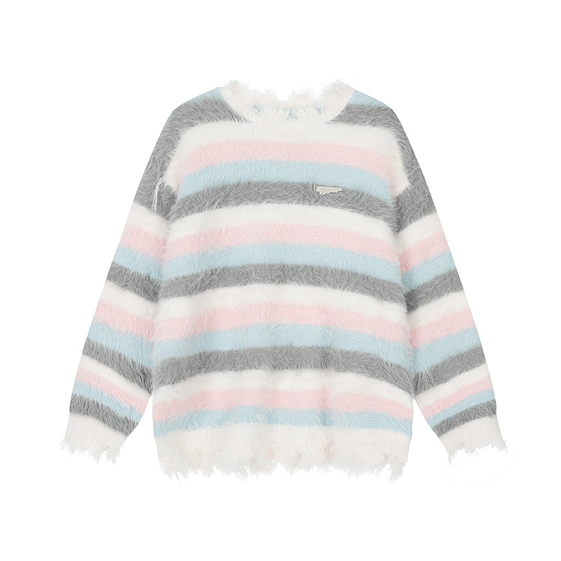 knitted sweater | Achock Gradient Striped Knit Sweater | Face 3 Face