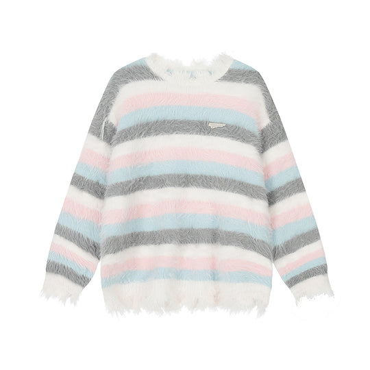 knitted sweater | Achock Gradient Striped Knit Sweater | Face 3 Face