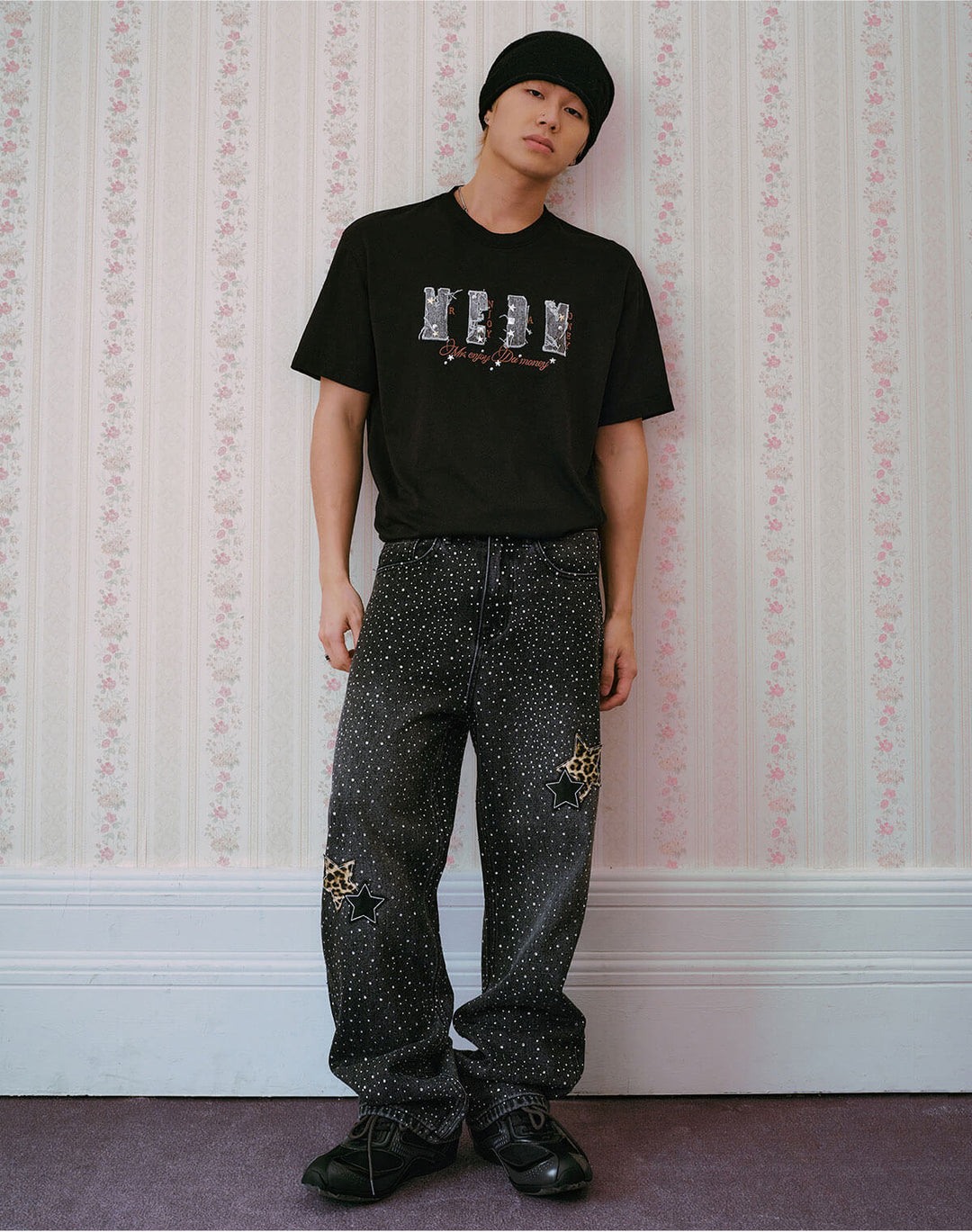 MEDM All Over Rhinestone Star Patch Jeans | Face 3 Face