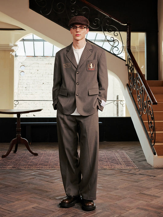 Harsh and Cruel Striped Badge Embroidered Blazer | Face 3 Face