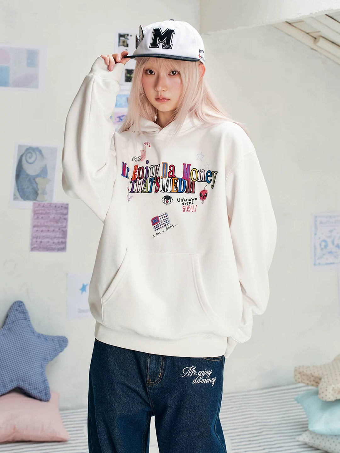 MEDM 3D Colorful Graffiti Logo Embroidered Hoodie | Face 3 Face
