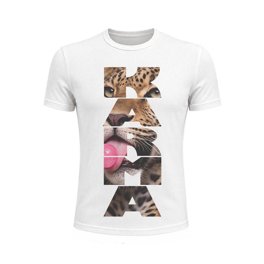 KARMANISTIC Cheetah Logo Print Short Sleeve Tee | Face 3 Face