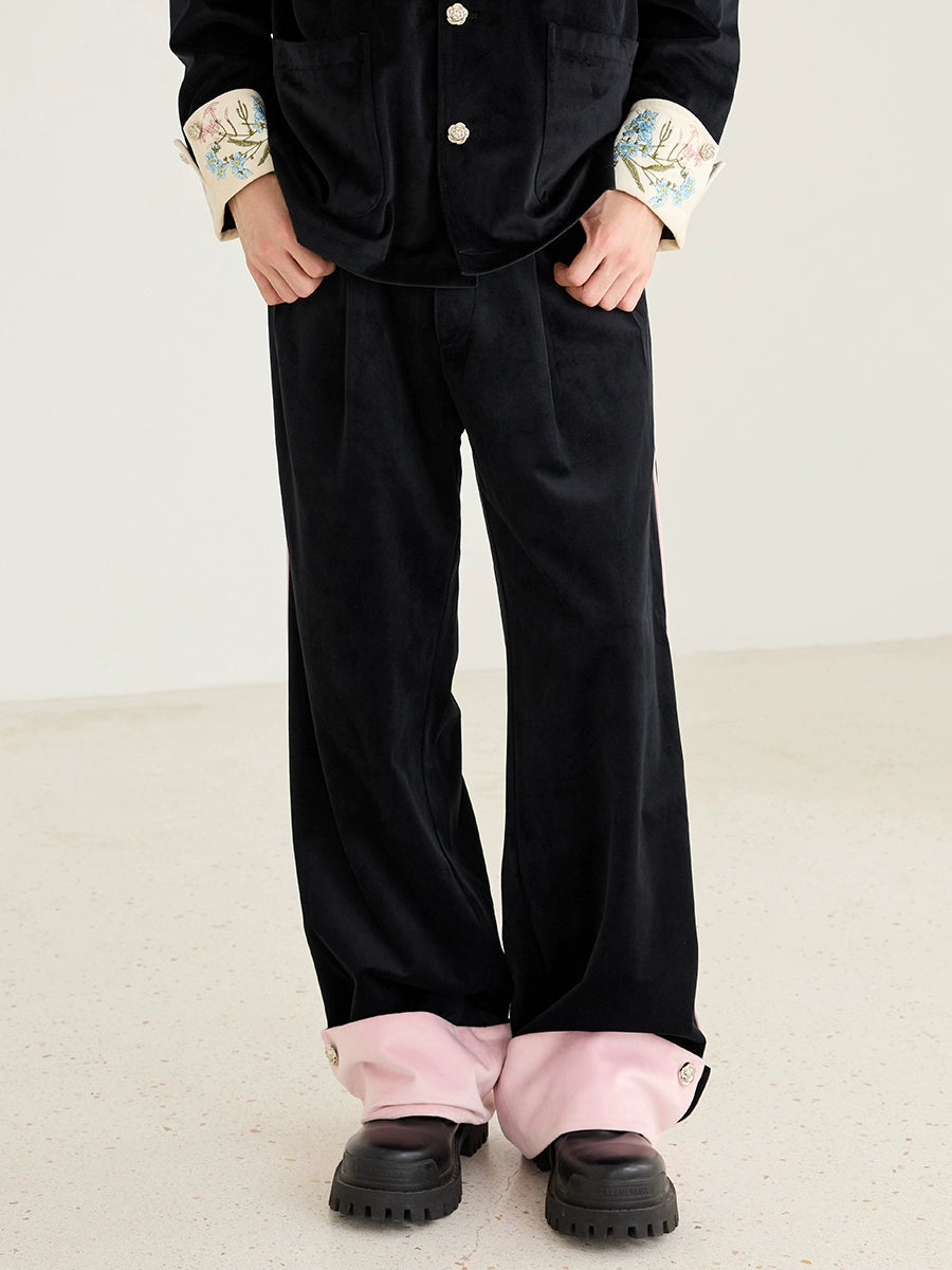 Harsh and Cruel Velvet Colorblock Wide-Leg Trousers | Face 3 Face