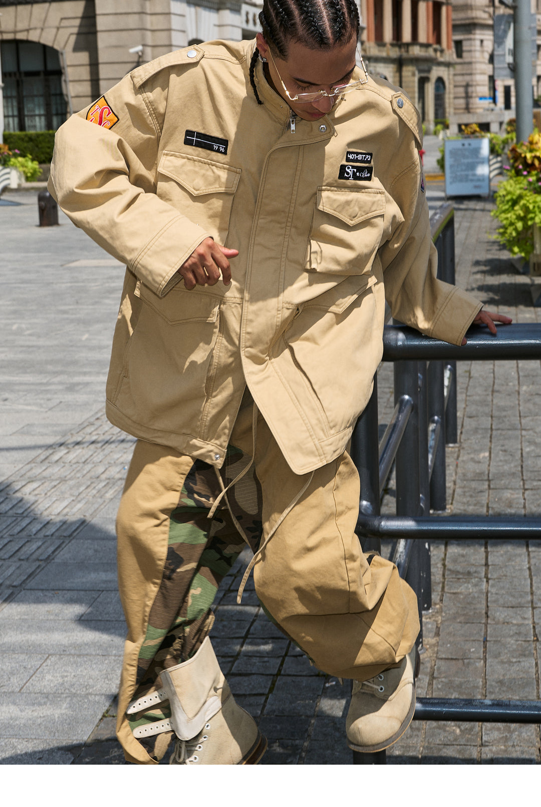 STEEPC Khaki Patch Embroidery M-65 Field Jacket | Face 3 Face