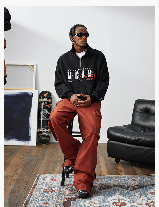 MEDM Half-Zip Logo Embroidered Sweatshirt | Face 3 Face